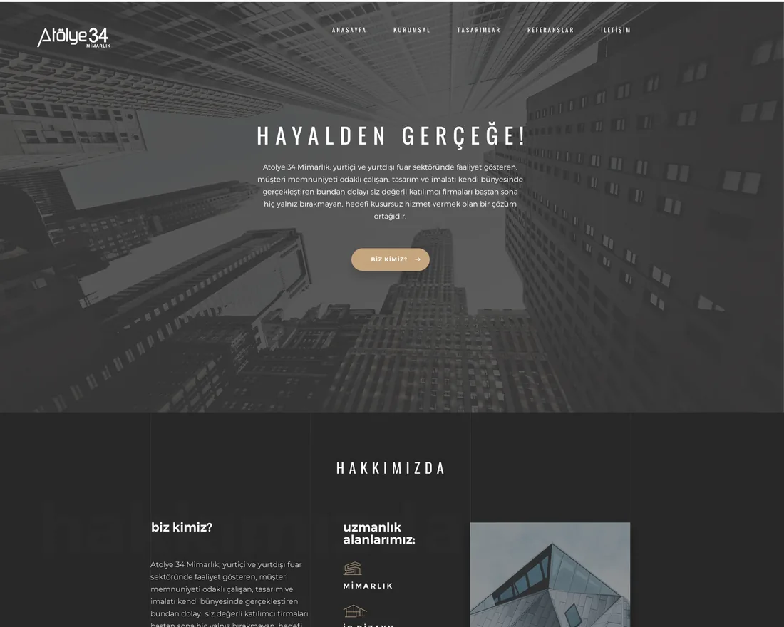 Atölye34 Mimarlık web sitesi tasarımı