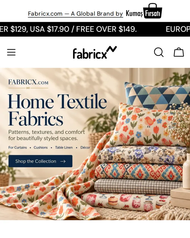 FabricX mağazası, telefon görünümü