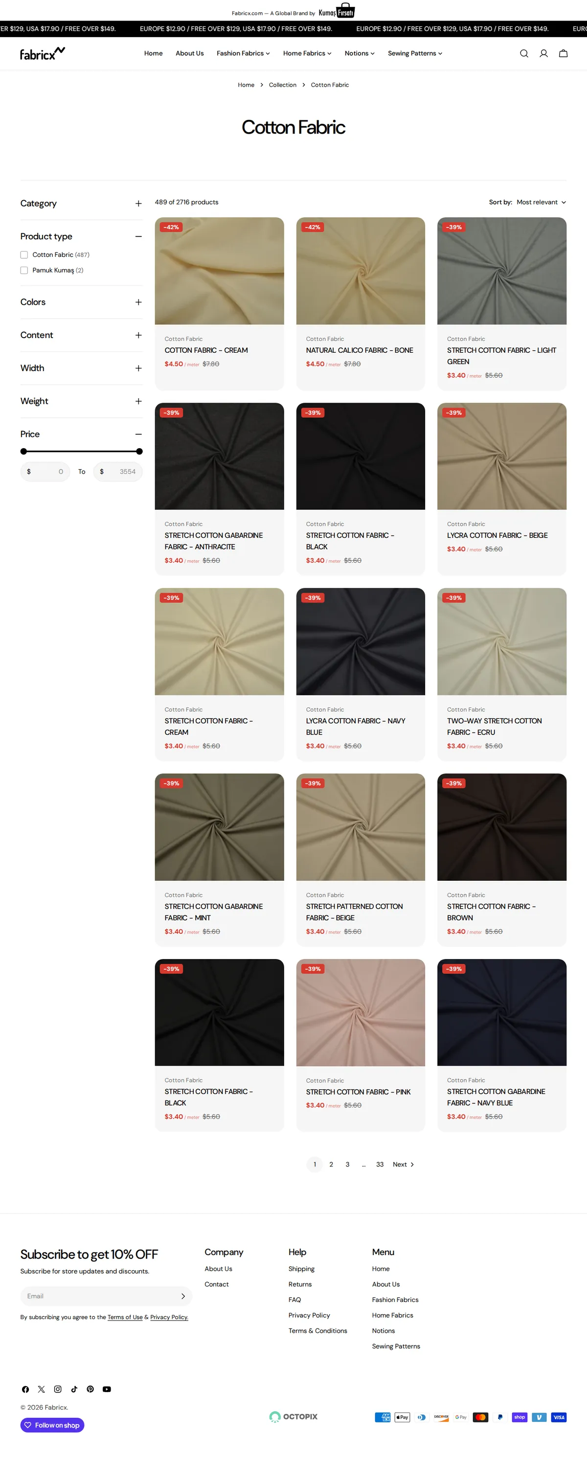 FabricX Koleksiyon sayfası