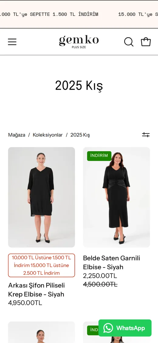 Gemko koleksiyon sayfası, telefonda