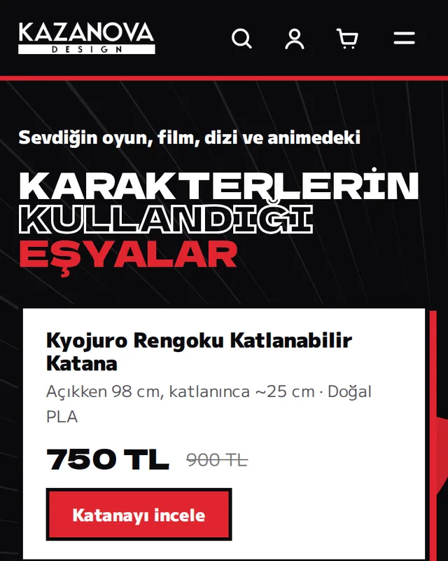 Kazanova Design mağazasının ana sayfası