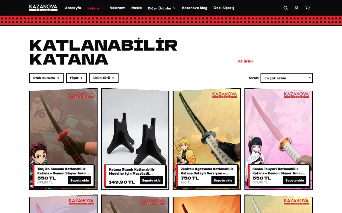 Kazanova Design Koleksiyon sayfası