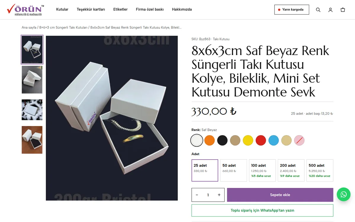 Örün Matbaa Product page