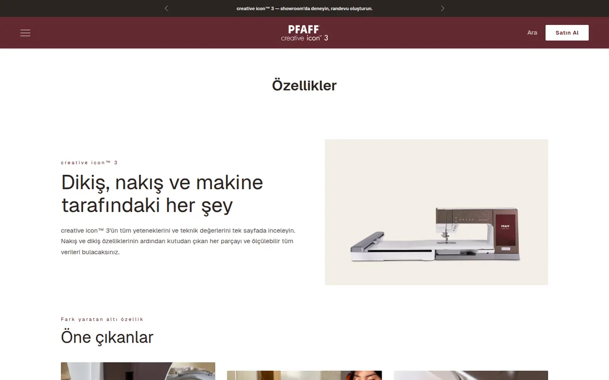 PFAFF creative icon 3 Features page