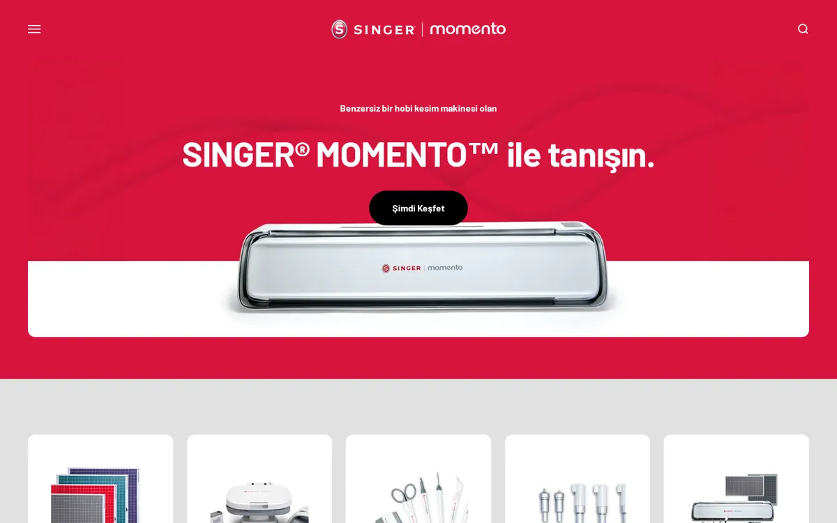 Singer Momento mağazasının ana sayfası